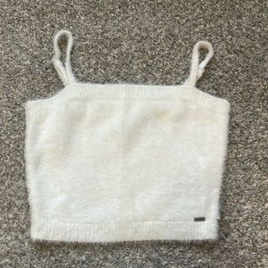 Hollister cream fuzzy crop tank